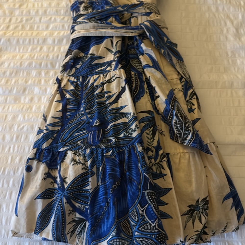 Banana Republic Stampa Mini Dress EUC Medium Blue/Tan - Picture 6 of 8